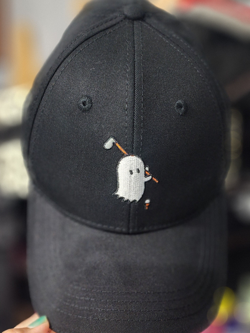 *Limited Edition* Black TopGolf Ghost Embroidered Baseball Cap